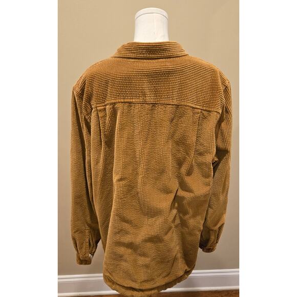 LL Bean Corduroy Relaxed Sherpa Lined Shacket Shirt Jacket Womens XL Brown - Picture 6 of 12